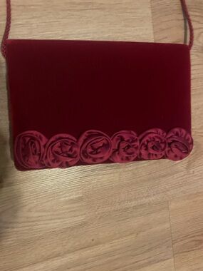 Carolyne Barton Red Velvet purse with Rosette Trim